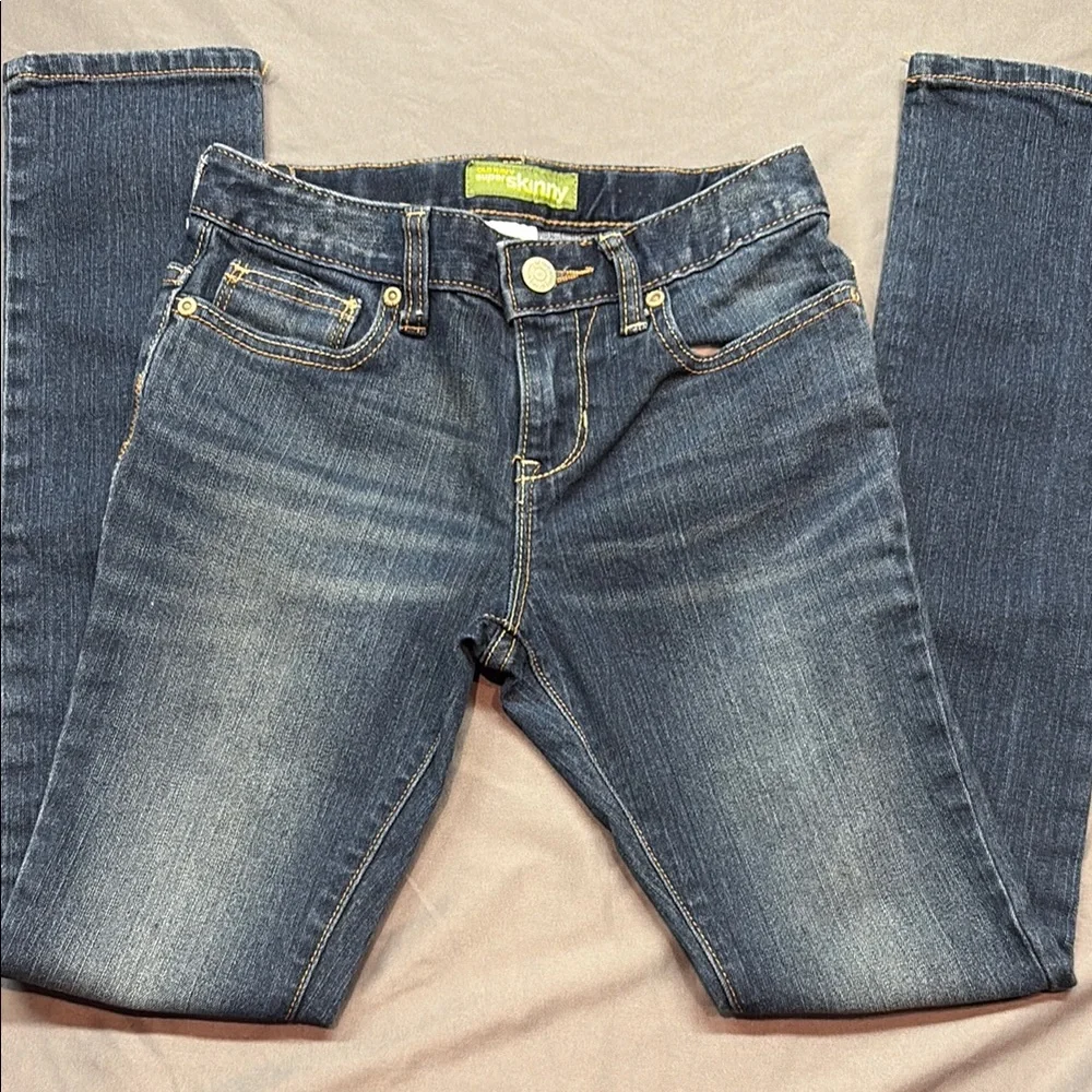 Old Navy Girls'‎ Super Skinny Stretch Adjustable Waist Jeans Dark Wash